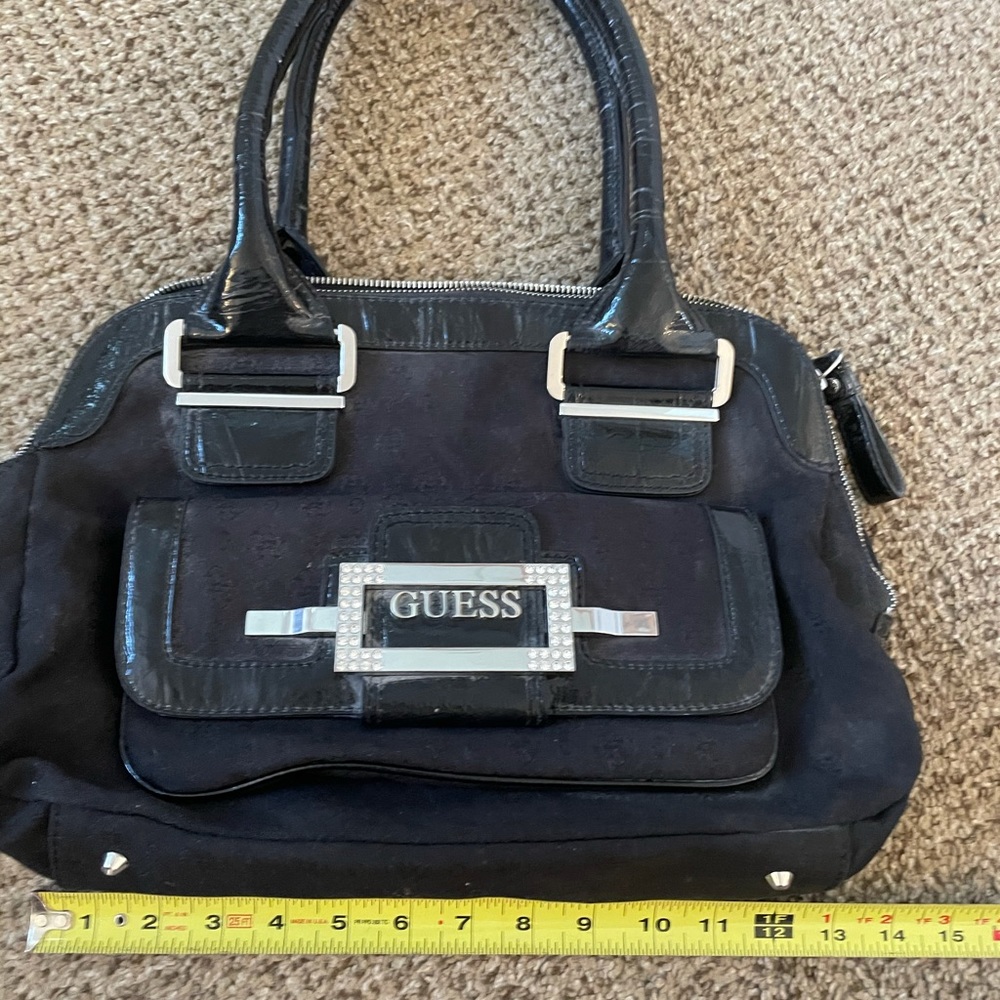 Black canvas Guess shoulder bag
